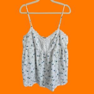 00's vintage cotton floral eyelet y2k babydoll tank top LARGE Victoria’s Secret